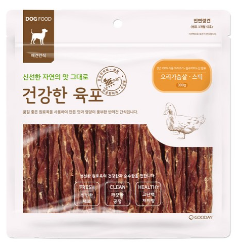 굿데이 강아지 건강한 육포, 오리가슴살 스틱, 300g, 1개