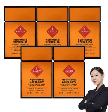 그레인온 카무트 브랜드밀 프리미엄 효소 90, 30회분, 5박스