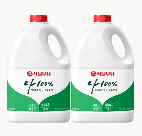 서울우유 나100% 1등급 A 2300mL 2개, 2.3L