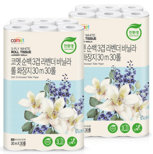 코멧 순백 3겹 라벤더 바닐라 롤화장지